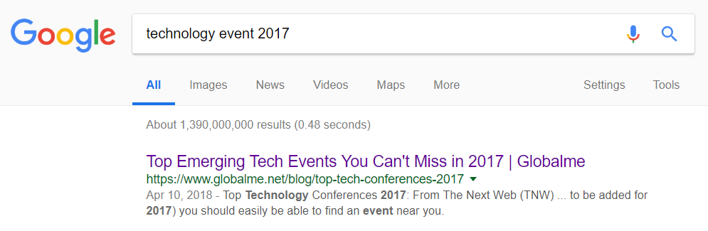 technology event 2017 first result