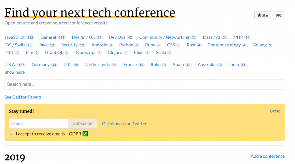 Event Listing Sites tech conferences