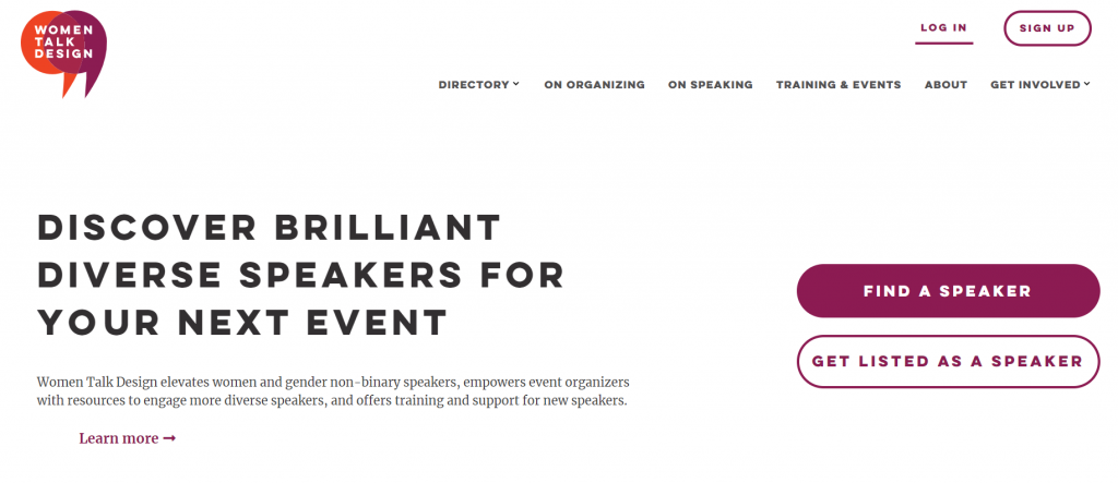 Conference guest speakers website Women Talk Design